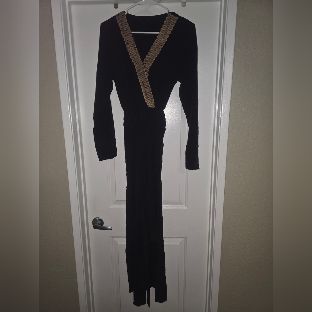 🖤 Cupshe Black V Neck Jumpsuit Long Sleeve Wide Leg NWT Various Sizes - Picture 3 of 4